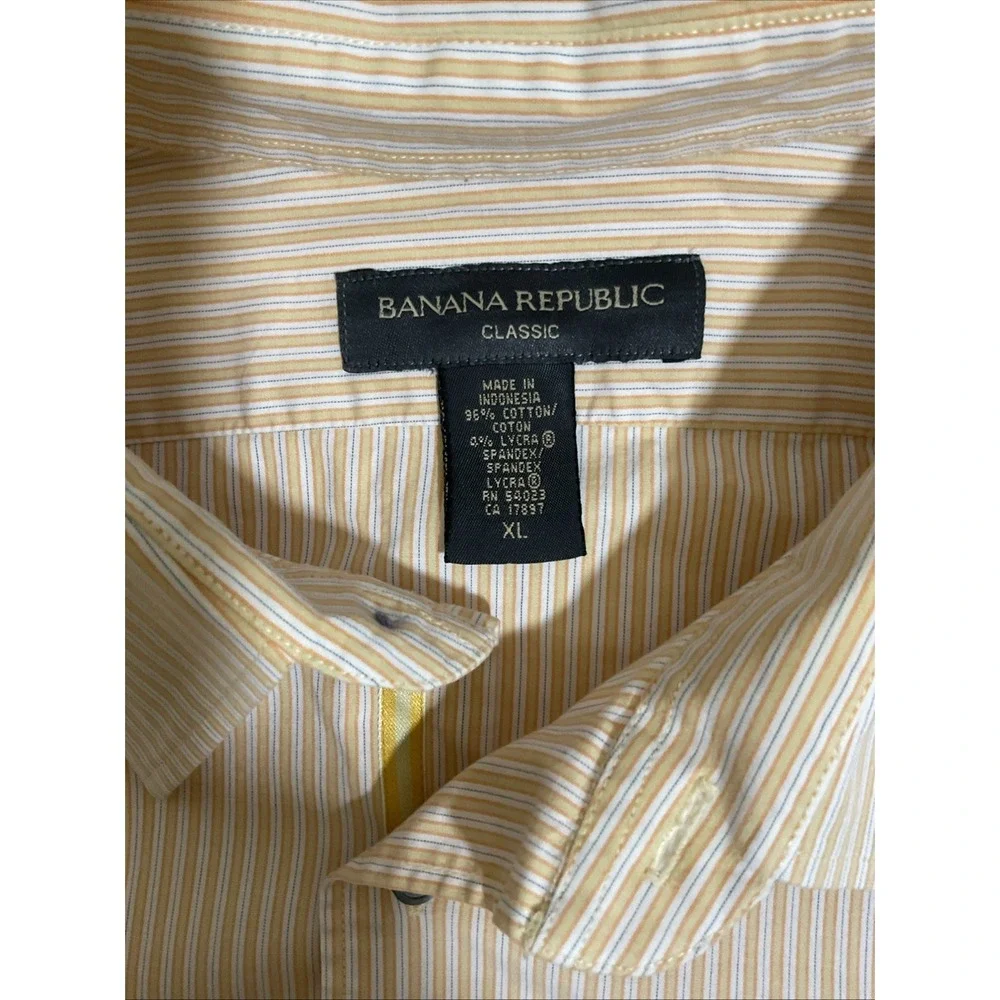 Banana Republic Men Button up Long Sleeve Shirt Size XL‎  Yellow White Line G36